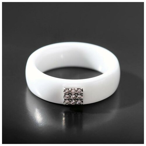 фото Vel vett кольцо керамика "куб", цвет белый в серебре, 17 размер
