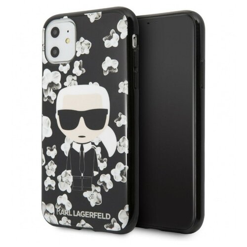 фото Чехол cg mobile karl lagerfeld tpu collection flower hard для iphone 11, цвет черный (klhcn61flfbbk)