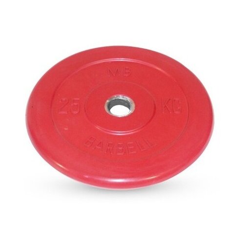 фото Диск обрезиненный barbell d 31 мм цветной 25,0 кг (красный) mb barbell