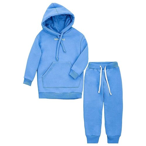 фото Комплект одежды nikastyle, худи и брюки, спортивный стиль, размер 104, голубой