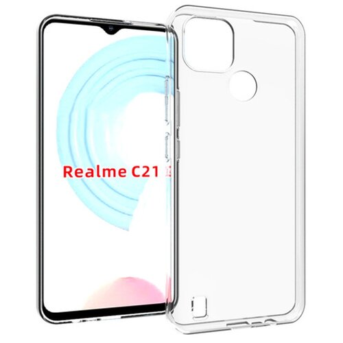 фото Силиконовый глянцевый транспарентный чехол для realme c21 100gadgets