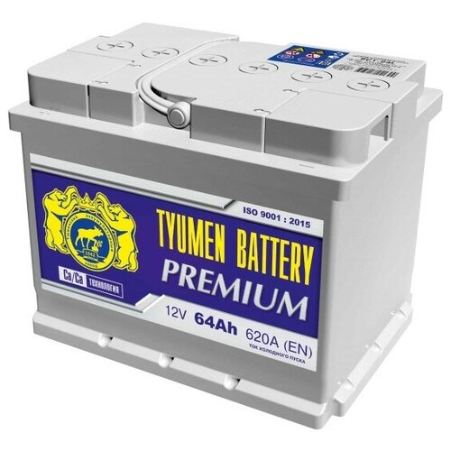 фото Аккумулятор 6 ст* 64 620а обр/п (-/ плюс ) 242х175х190 premium tyumen battery