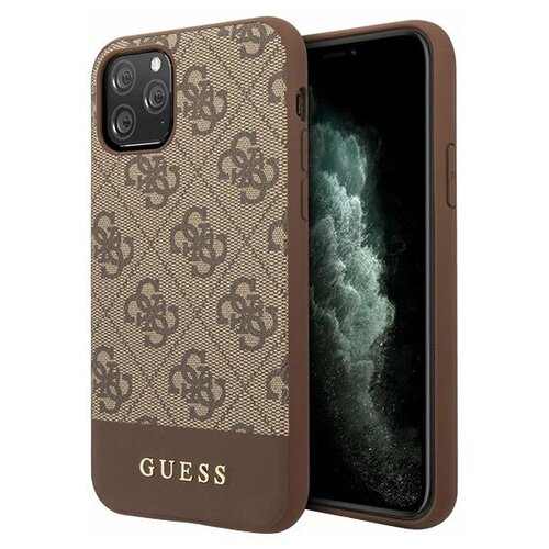 фото Чехол cg mobile guess 4g pu stripe metal logo hard для iphone 11 pro, цвет коричневый (guhcn58g4glbr)