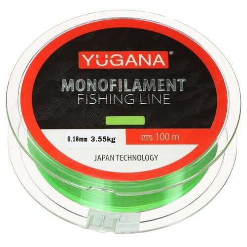 фото Леска монофильная диаметр 0.18 мм, 3.55 кг, 100 м, зелёная yugana