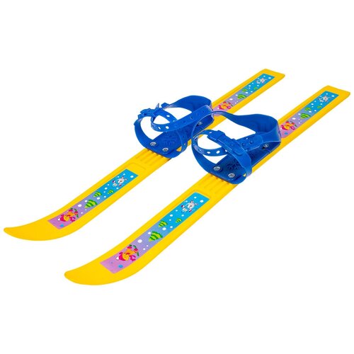 фото Прогулочные лыжи олимпик олимпик-спорт с креплениями, 66 см, мишки