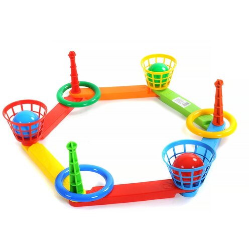 фото Кольцеброс (3 кольца, 3 корзины, 3 мячика), арт. pl6994 poltoys