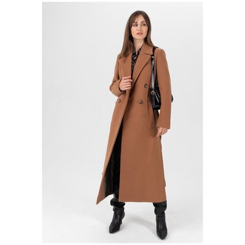 фото Двубортное классическое пальто 6-0127-021 коричневый 40 electrastyle