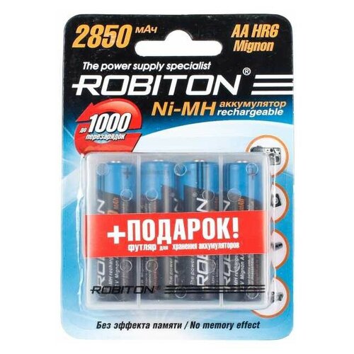 фото Аккумулятор robiton aa 2850 mah (4шт + пластиковый бокс для хранения), упаковка 4 шт. <span style="white-space: nowrap;"><i class="icon16 color" style="background:#2a2f77;"></i>robiton</span>