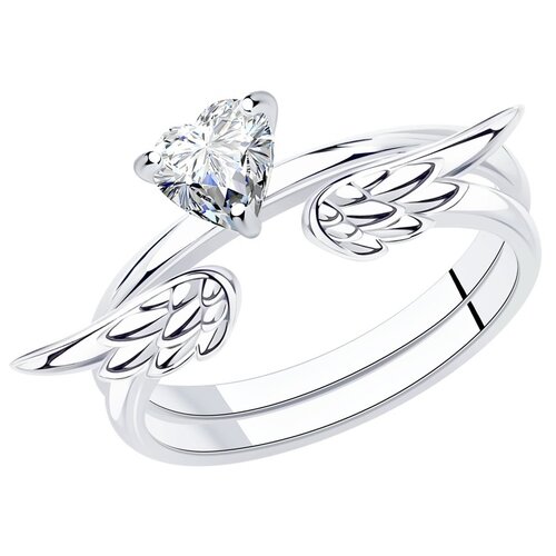 фото Sokolov серебряное кольцо-трансформер крылья с фианитом 94013289, размер 18