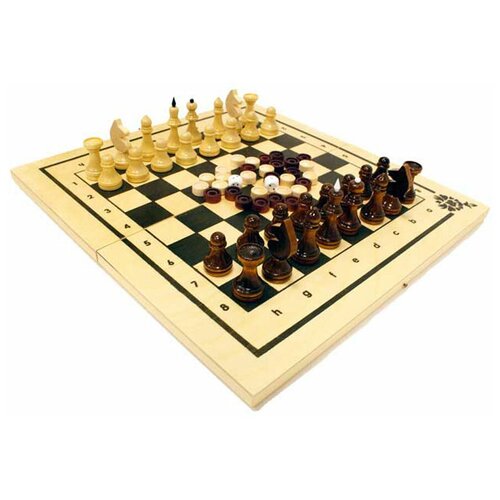фото Игра 2 в 1 шахматы, нарды дерево нескучные игры