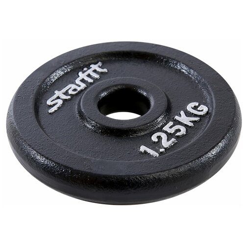 фото Диск starfit bb-204 1,25 кг, d=26 мм, черный, чугунный