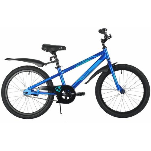 фото Велосипед novatrack 20", juster, синий, тормоз ножной, защита а-тип, пластиковые крылья 2023 г