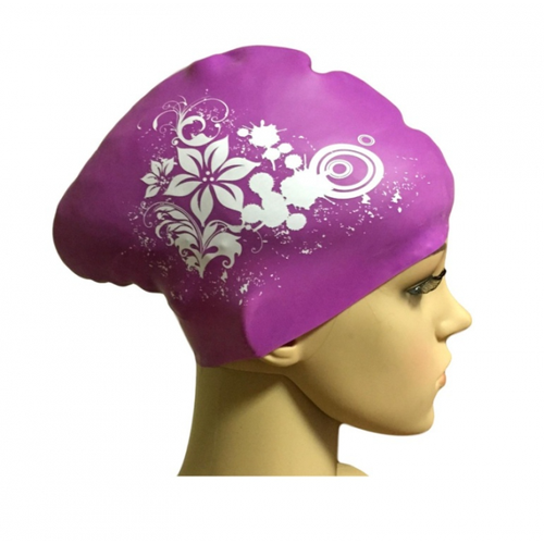 фото Шапочка для плавания взрослая женская для длинных волос для бассейна для плавания фиолетовая bona farbo