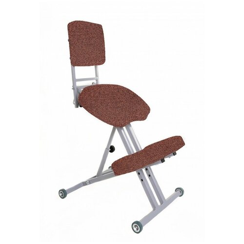 фото Ортопедический коленный стул «богатырь» со спинкой (ткань) коричневый