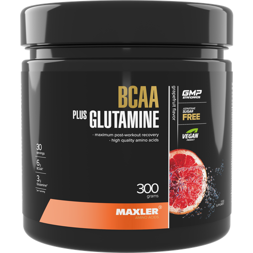 фото Аминокислота maxler bcaa+glutamine, грейпфрут, 300 гр.