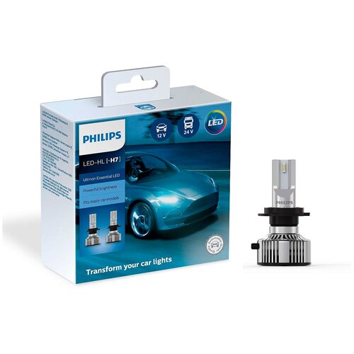 фото Лампа светодиодная philips ultinon essential led h7 12/24v 20w px26d, 2 шт. (бокс)