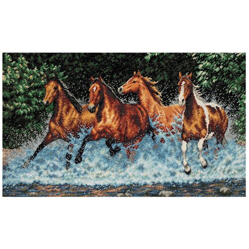 фото Dimensions набор для вышивания galloping horses (бегущие лошади) 46 х 25 см (35214)