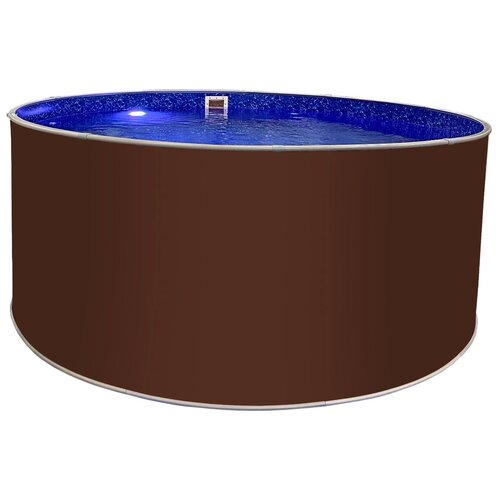 фото Бассейн каркасный 4,57 х 1,25 м круглый морозоустойчивый лагуна цвет каркаса - темный шоколад, цвет чаши - мрамор laguna