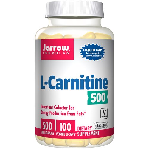 фото Jarrow formulas l-carnitine (l-карнитин) 500 мг 100 вегетарианских капсул