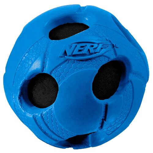 фото Мячик для собак nerf с отверстиями, 7.5 см синий