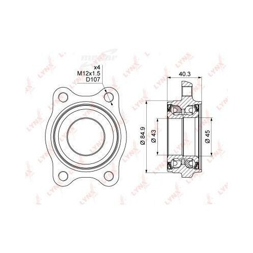 фото Lynxauto wb1001 подшипник ступицы, комплект