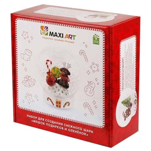 фото Maxi art набор для создания снежного шара мешок подарков и оленёнок (ma082001-2)