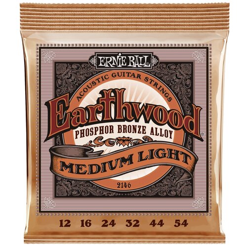 фото Ernie ball 2146 earthwood phosphor bronze medium light 12-54 струны для акустической гитары