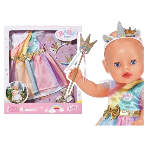 фото Платье для куклы 43 см baby born deluxe princess единорог zapf creation