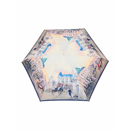 фото Мини-зонт zest, механика, 5 сложений, купол 92 см., 6 спиц, для женщин, голубой, бежевый