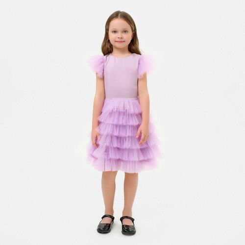 фото Платье-пачка kaftan, нарядное, однотонное, размер 128, фиолетовый
