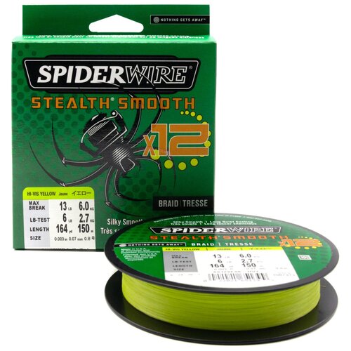 фото "плетеная леска spiderwire stealth smooth 12 braid ярко-желтая 0,07 мм. 6 кг. 150 м. (1507373)"
