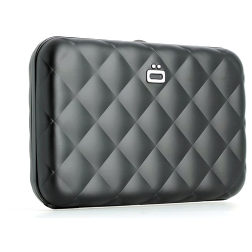 фото Алюминиевый стеганный кошелек ogon quilted button, цвет черный (qb black)