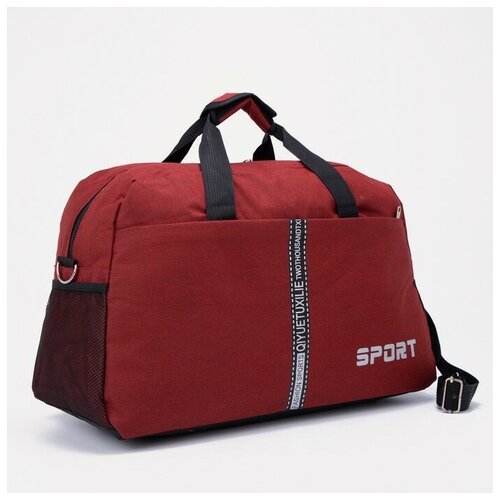 фото Сумка спортивная, отдел на молнии, 3 наружных кармана, держатель для чемодана, длинный ремень, красный noname