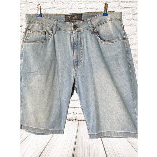 фото Бриджи tello jns джинсовые, средняя посадка, стрейч, размер w33, синий