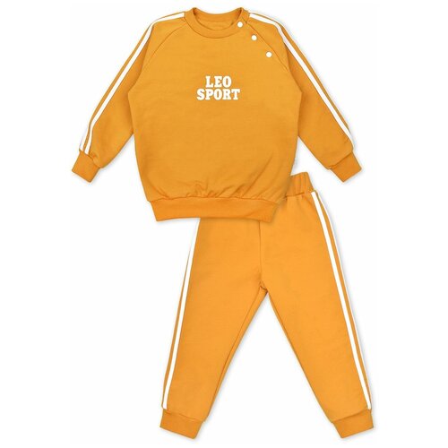 фото Школьная форма leo, джемпер и брюки, размер 104, горчичный