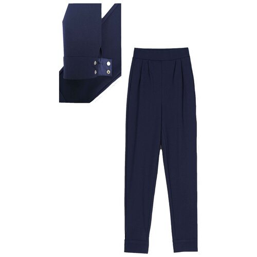 фото Школьные брюки бананы deloras, классический стиль, карманы, размер 146, синий
