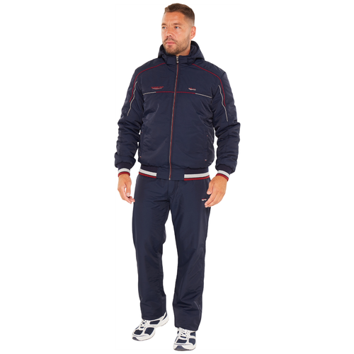 фото Костюм tagerton, олимпийка и брюки, силуэт прямой, капюшон, карманы, подкладка, утепленный, размер 4xl, синий