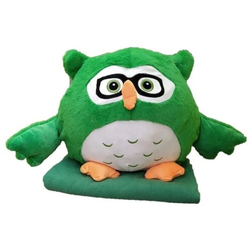 фото Мягкая игрушка-подушка сова с пледом "зеленый" 50 см. panawealth inter holdings