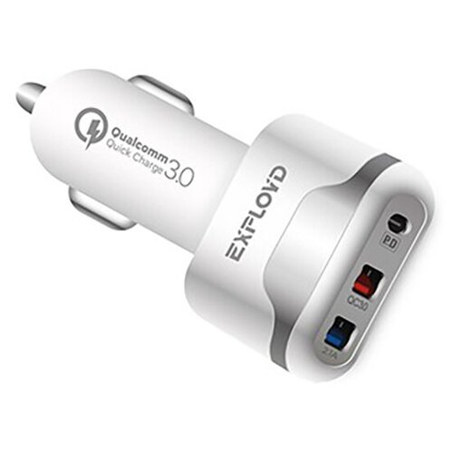 фото Зарядное устройство exployd ray 2хusb 3a pd 18w qc 3.0 white ex-z-1207