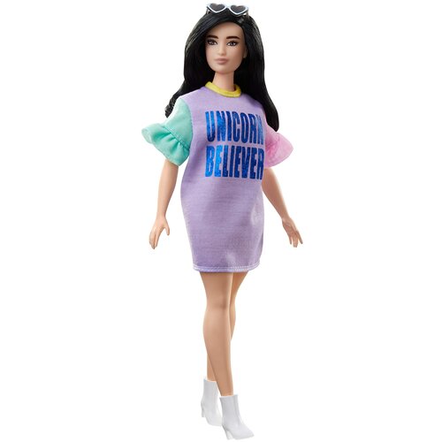 фото Кукла barbie игра с модой брюнетка в платье с принтом, fxl60
