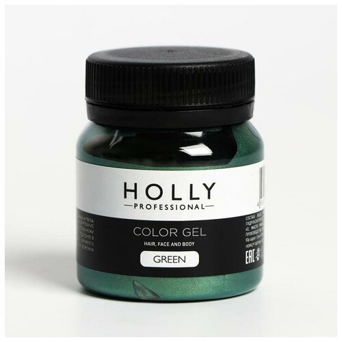 Купить Декоративный гель для волос, лица и тела COLOR GEL Holly Professional, Green, 50 мл