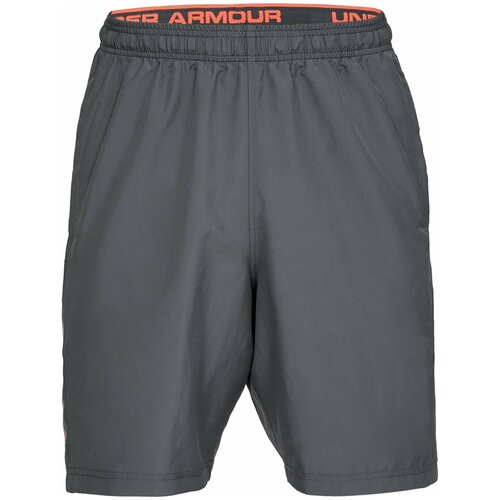 фото Шорты under armour woven graphic wordmark размер md, pitch gray / orange glitch - 012