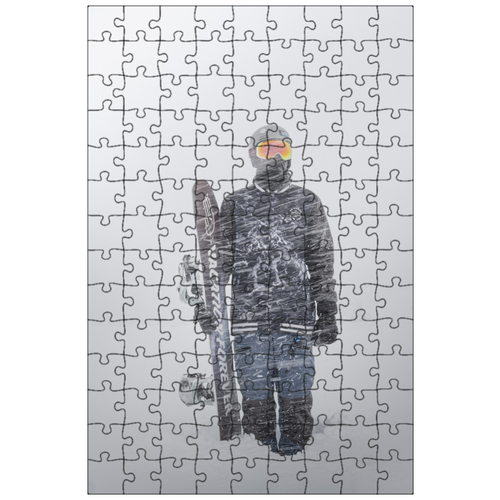 фото Магнитный пазл 27x18см."сноуборд, человек, снег" на холодильник lotsprints