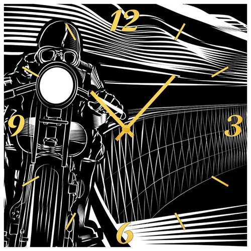 фото Svs настенные часы svs 4001773 мотоциклист в абстракции