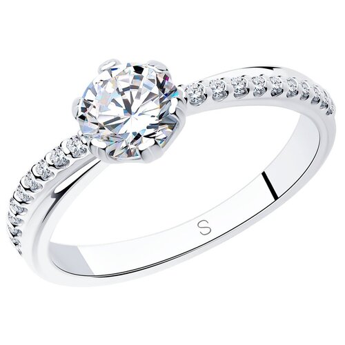 фото Sokolov помолвочное кольцо из серебра с фианитами 89010002, размер 16