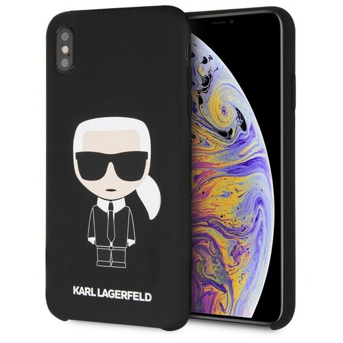 фото Чехол cg mobile karl lagerfeld liquid silicone iconic karl hard для iphone xs max, цвет черный (klhci65slfkbk)