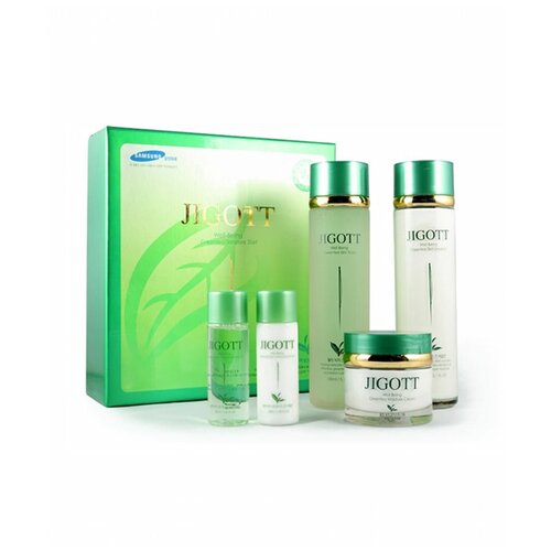 фото Набор средств для лица с экстрактом зелёного чая jigott well-being green tea skin care 3 set