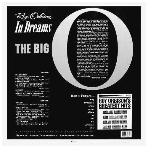 Виниловая пластинка Roy Orbison Виниловая пластинка Roy Orbison / In Dreams (LP) roy orbison roy orbison the ultimate collection 2 lp