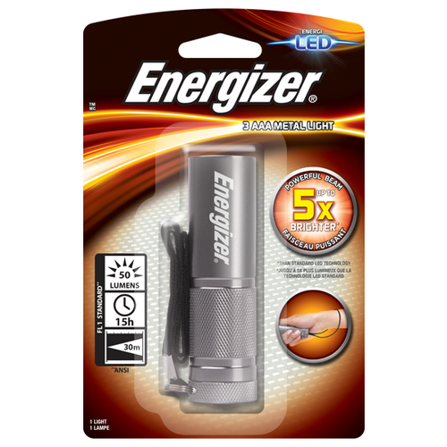 фото Фонарь enrg для дома metal light 3aaa 3led, 21lm., дальн. 16м. (без батарей) energizer