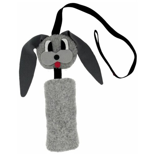 фото Мягкая игрушка для собак "шуршик" с натуральным хвостом, заяц флажок, gosi